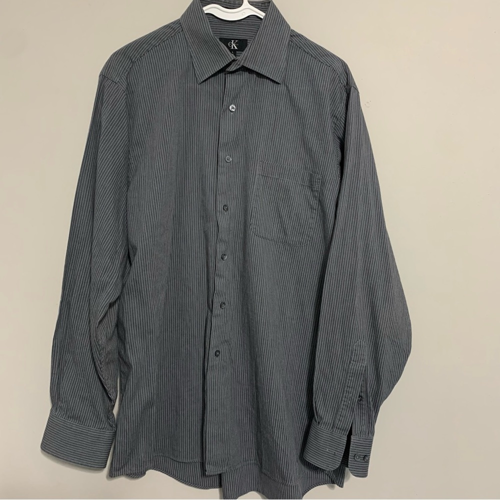 Calvin Klein Men's Grey Striped Shirt